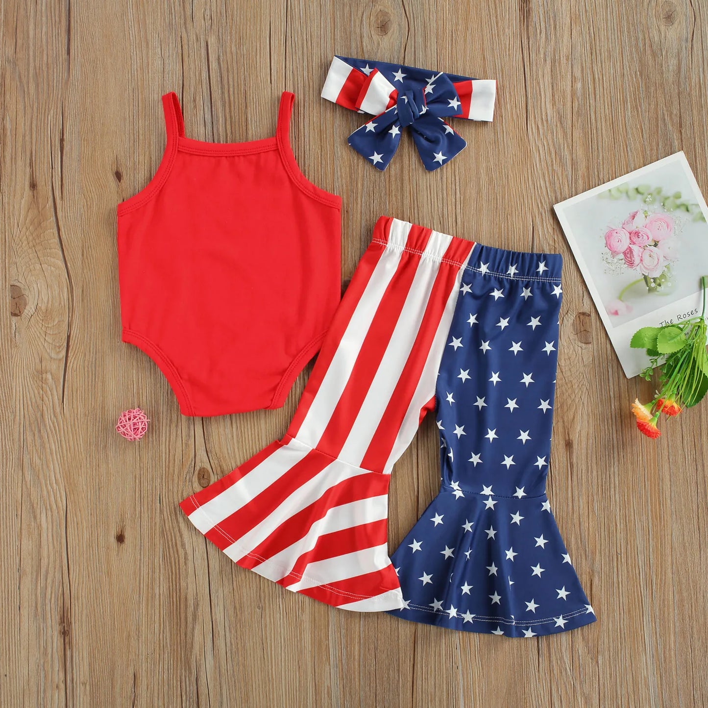 Red on Stripes Bellbottom Set