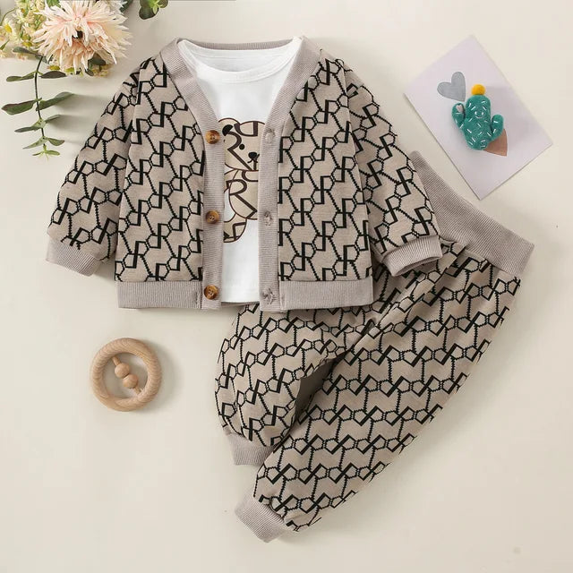 Hibobi-3pcs-Baby-Boy-Long-Sleeve-Top-Allover-Letter-Pattern-Button-up-Cardigan-Matching-Pants-for