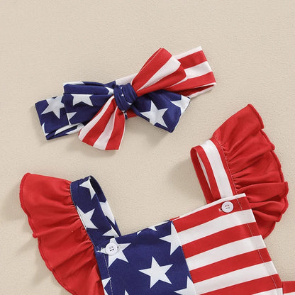 4th of July Stripe Star Romper Set