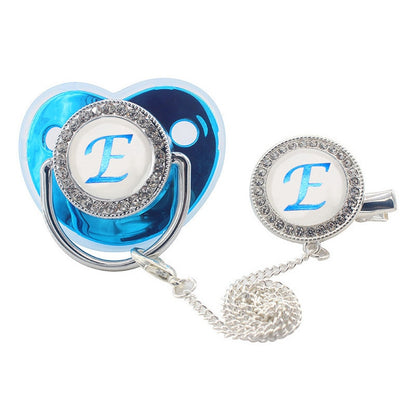 Blinged Initial Binky Set in Blue