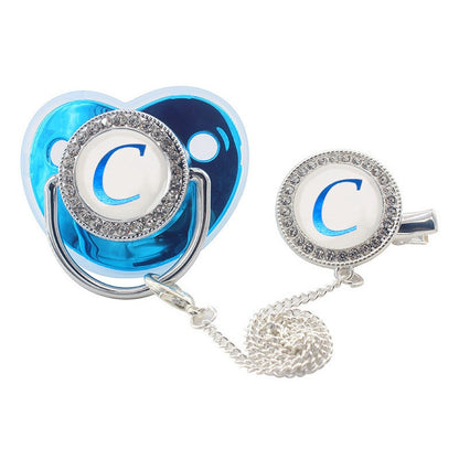 Blinged Initial Binky Set in Blue